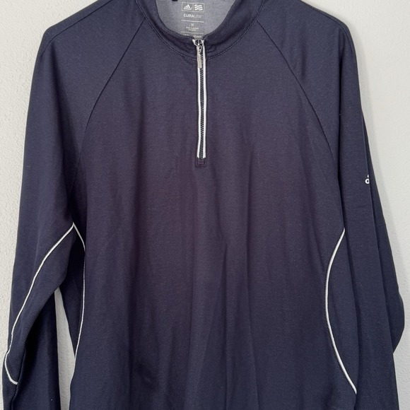 Adidas Golf CLIMALite‎ Men's Med 1/4 Zip Up Navy Blue With White - Picture 1 of 11
